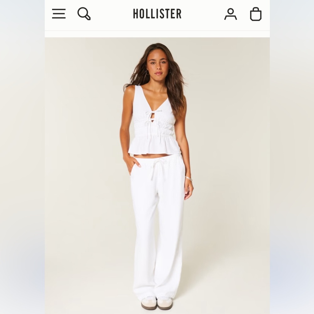 Linen-Blend Pull-On Baggy Pants NWT size M